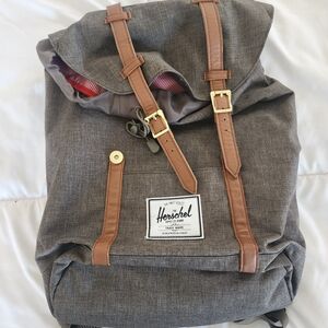 Herschel Supply Company Grey Canvas Backpack with Tan Trim